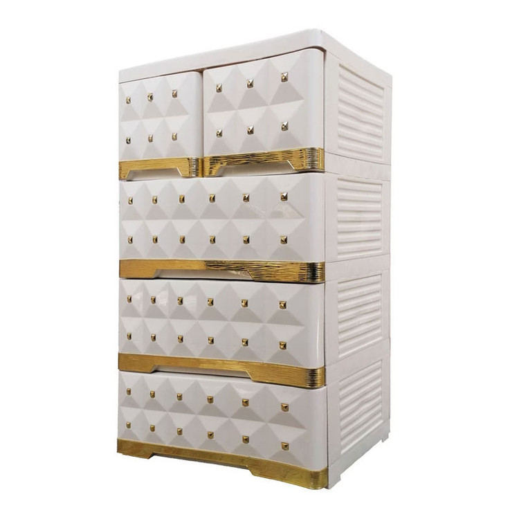 فایل ( دراور ) کشویی پلاستیکی 4 طبقه نگین دار ( کد 734 )