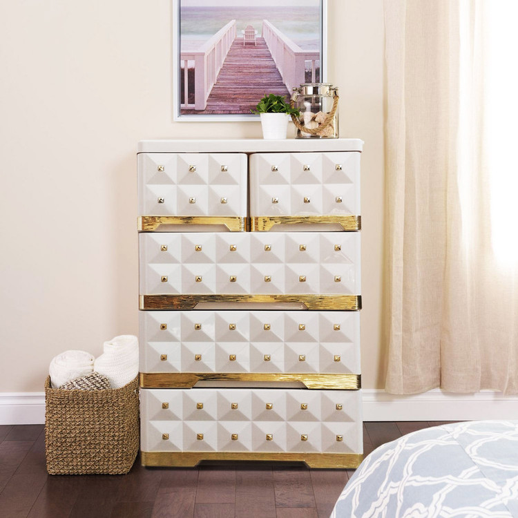 فایل ( دراور ) کشویی پلاستیکی 4 طبقه نگین دار ( کد 734 )