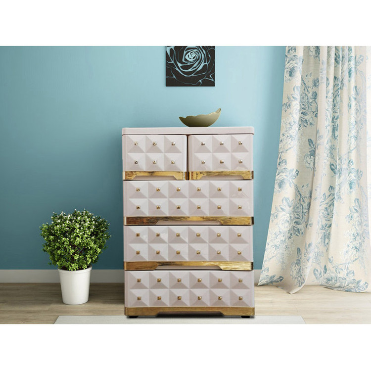 فایل ( دراور ) کشویی پلاستیکی 4 طبقه نگین دار ( کد 734 )