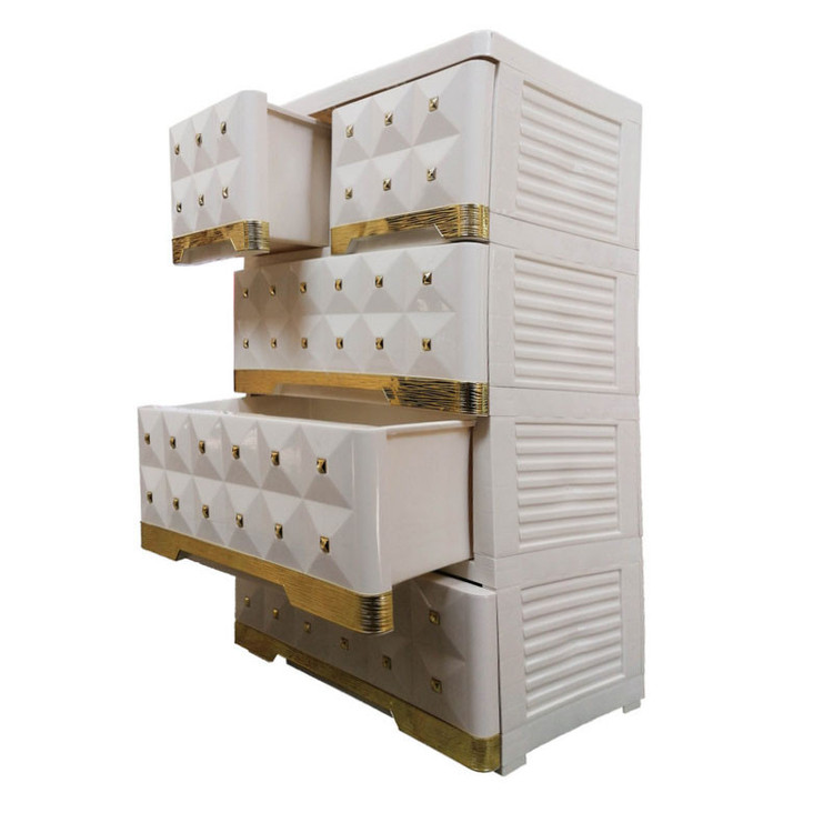 فایل ( دراور ) کشویی پلاستیکی 4 طبقه نگین دار ( کد 734 )