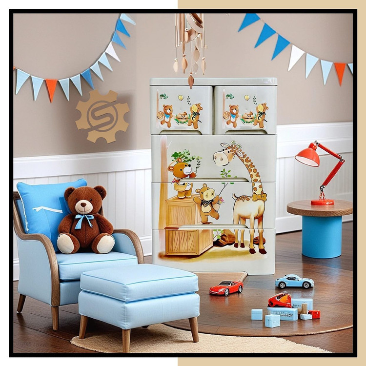 فایل ( دراور ) کشویی پلاستیکی 4 طبقه بزرگ کودک