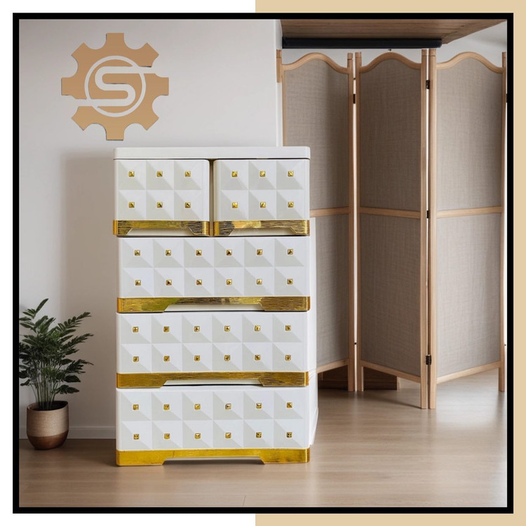 فایل ( دراور ) کشویی پلاستیکی 4 طبقه نگین دار ( کد 734 )