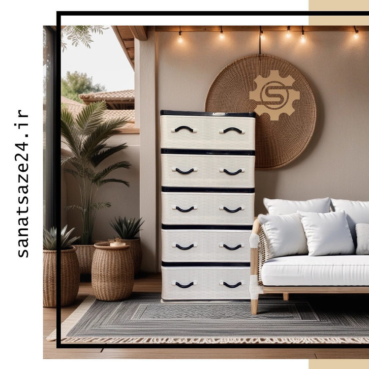 فایل کشویی پلاستیکی حصیری 5 طبقه ( کد 405 )