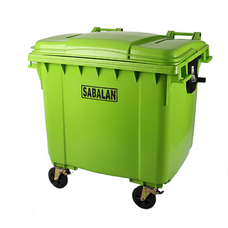 سطل زباله خرید سطل زباله شهری 660 لیتری ، سطل زباله مکانیزه، سطل زباله پلی اتیلن 660 لیتری، مخزن زباله شهریلیتری سبز کاهویی