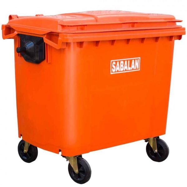 خرید سطل زباله شهری 660 لیتری ، سطل زباله مکانیزه، سطل زباله پلی اتیلن 660 لیتری، مخزن زباله شهری نارنجی